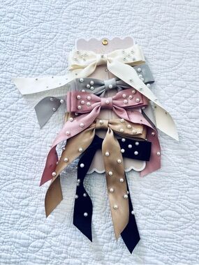 ❗️Sunday State Pearl-Embellished Satin Bow Hair Ties